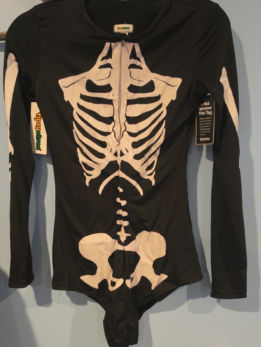 Tipsy Elves Size M Women's Black & Cream Skeleton Bodysuit